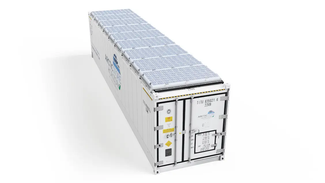 40ft ArcticStore Horizon Draufsicht mit Solarpanelen